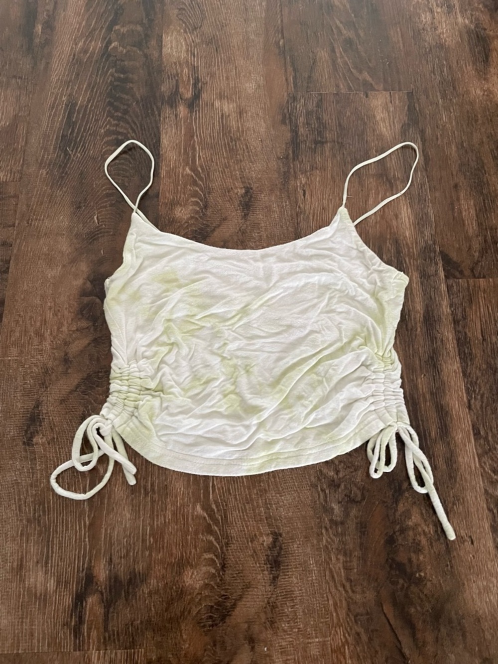 White Ruched Side Tie Spaghetti Strap Tank Top